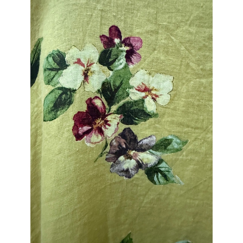 Lagenlook Nina Kendosa Paris Yellow Floral 100% Linen Boxy Top Made in Italy - Picture 4 of 9